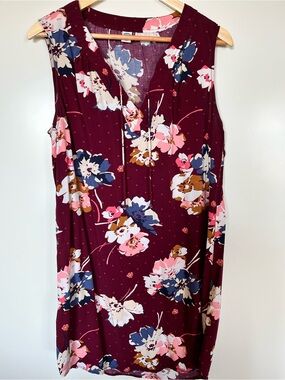 Old Navy Burgundy Floral Lightweight Sleeveless Dress Large
